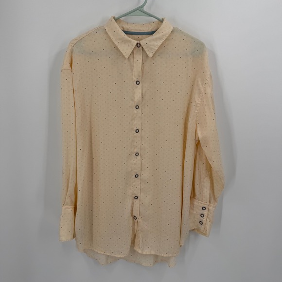 We The Free Tops - We The‎ Free Polka Dot Snap Button Shirt Women's Medium Peach Polyester